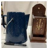Enamel Pitcher & Match Holder