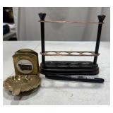 Brass Ashtray & Pipe Stand Set