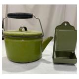 Enamel Teapot & Match Box