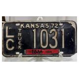 1972 Kansas Farm License Plate