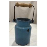 Blue Enamel Milk Can