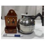 Vintage Match Holder and Metal Kettle