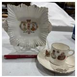 Royal Commemorative Dish, Cup, and Saucer
