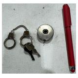 Metal Handcuffs & Tape Measure