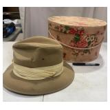 Vintage Floral Hat Box & Hat