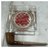 Wood Smoking Pipe & Ashtray