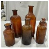 Vintage Amber Glass Bottles