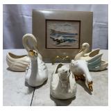 Swan Figures & Framed Art