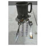 Pewter Mug & Spoons
