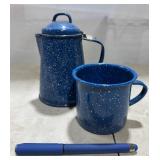 Blue Enamelware Coffee Set