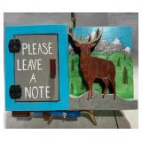 Wooden Note Holder /Deer Scene