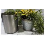 Metal Garbage Can and Flower Bucket