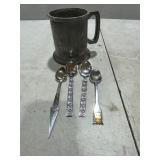 Pewter Mug & Spoons