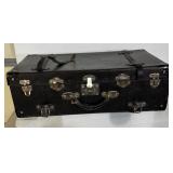 Black Leather-Style Trunk with Hardware