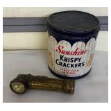 Sunshine Krispy Crackers Tin and Brass Flashlight