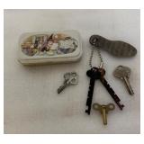 Decorative Tin With Assorted Keys