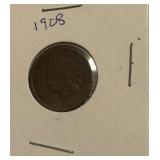 1908 Indian Head One-Cent Coin
