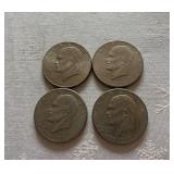 Four Bicentennial Eisenhower Dollars