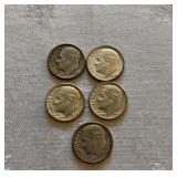 Five Roosevelt Dimes Collection
