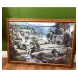 Framed Landscape Artwork With Rustic Home