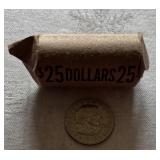 Roll of Quarters with Visible Coin Sample