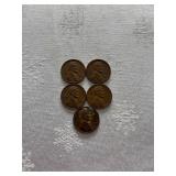 Five Wheat Pennies