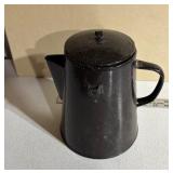 Black Enamelware Coffee Pot with Lid