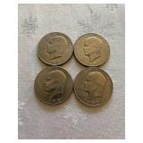 Four 1972 Eisenhower Dollars
