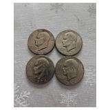 Four 1974 Eisenhower Dollars