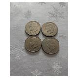 Four 1972 Eisenhower Dollar Coins
