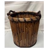 Handcrafted Bamboo Basket With Iron Handles