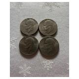 Four Bicentennial Eisenhower Dollars