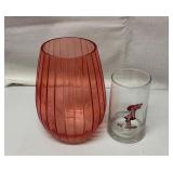 Red Glass Vase and Cartoon Glass