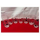 6 Glass Tumblers with Card Suit Motif