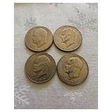 Four 1972 Eisenhower Dollars