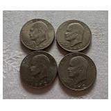 1972 Eisenhower Dollar Coins Set of Four