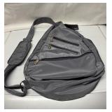 17-Inch Gray Crossbody Bag With Multiple Pockets