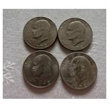 Four 1974 Eisenhower Dollars