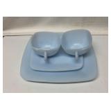 Pale Blue Square Dish Set with Cups