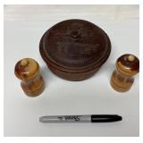 Wooden Bowl with Lid and Salt-Pepper Set