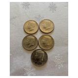 Five Kennedy Half Dollars