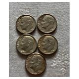 Five Roosevelt Dimes