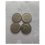 Four 1974 Eisenhower Dollar Coins