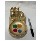Golden Dog Figurine With Token Dish