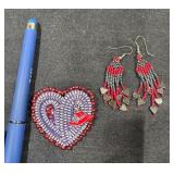 Artisan Heart Brooch & Earrings