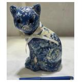 Blue Calico Cat Figurine