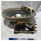 Rope Bowl & Bear Figurine