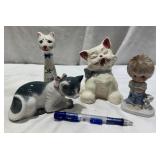 Vintage Signed Cat Figurines