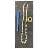 Pearl Bead Necklace & Brooch
