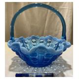 Vintage Opalescent Glass Basket